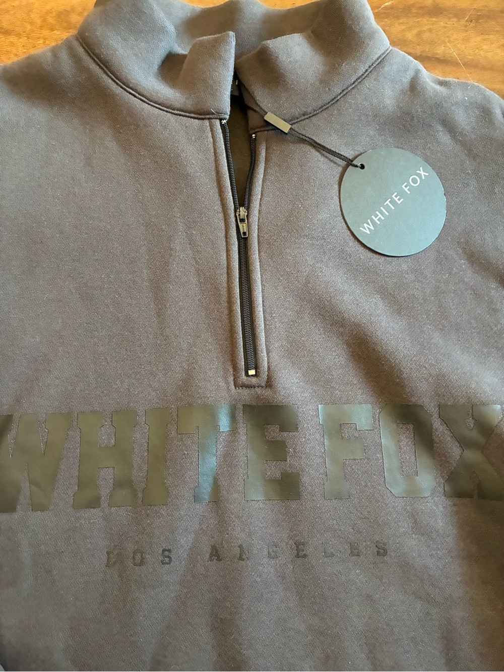 White Fox High Standard Zip Front Sweater Women’s Medium Large Shadow Gray NWT - Picture 3 of 5